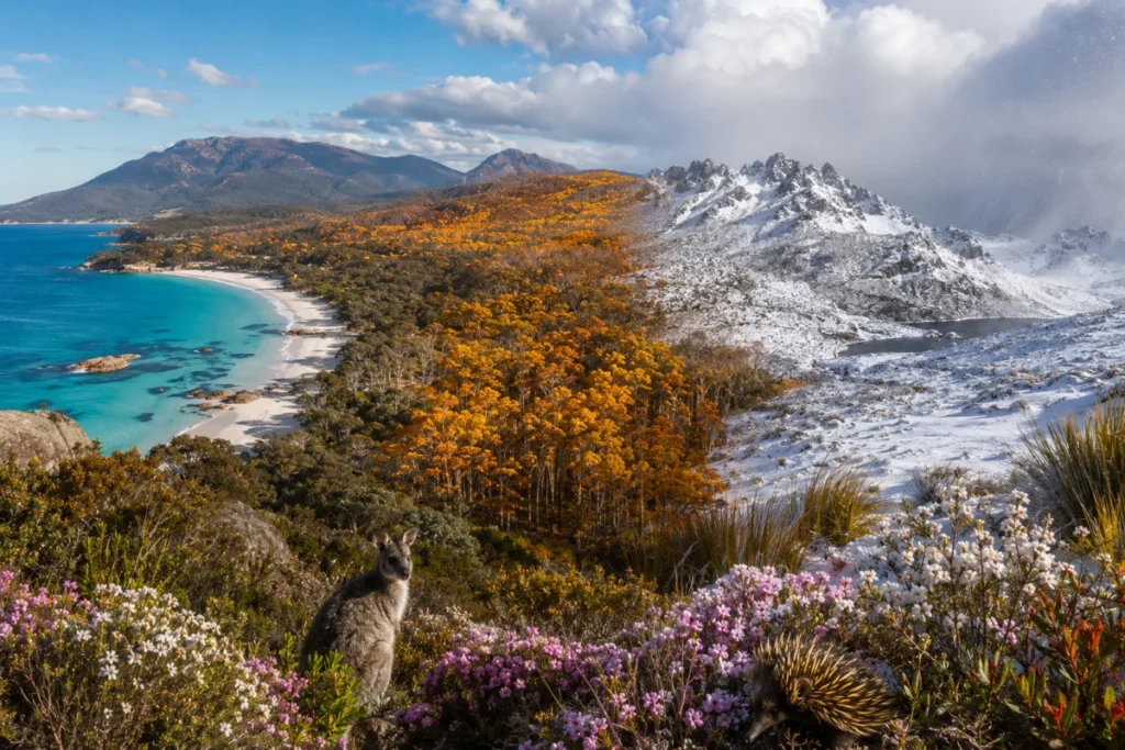 Tasmania landscapes across summer autumn winter and spring