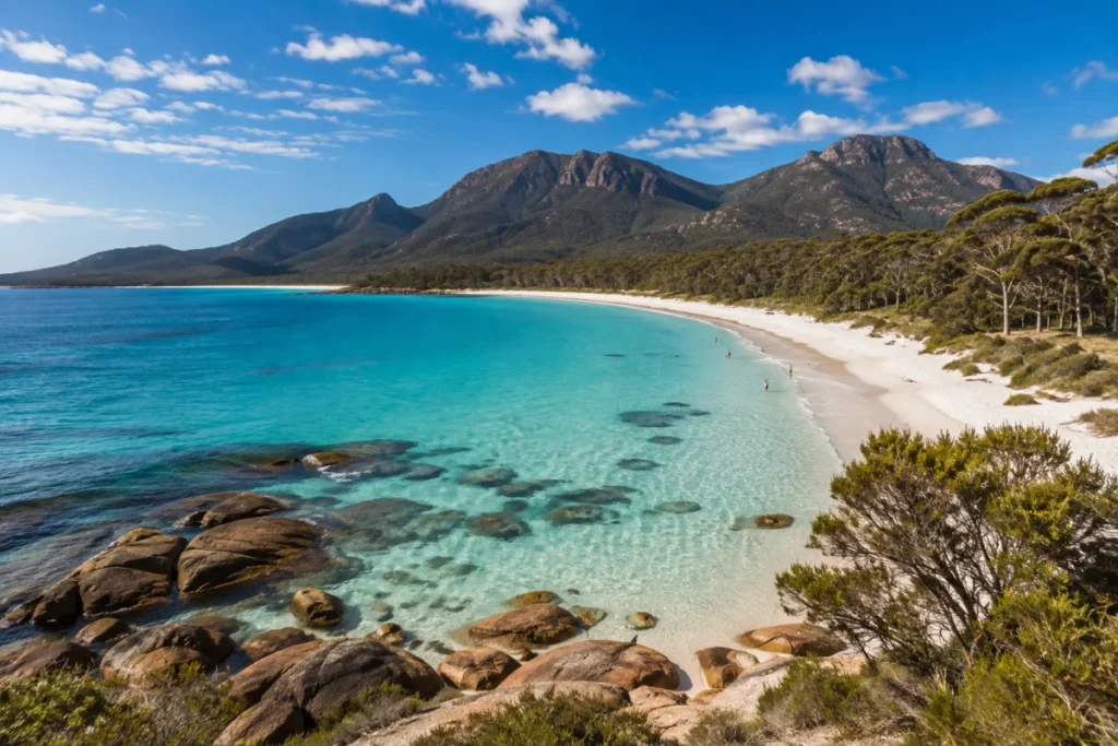 Summer beach weather in Tasmania