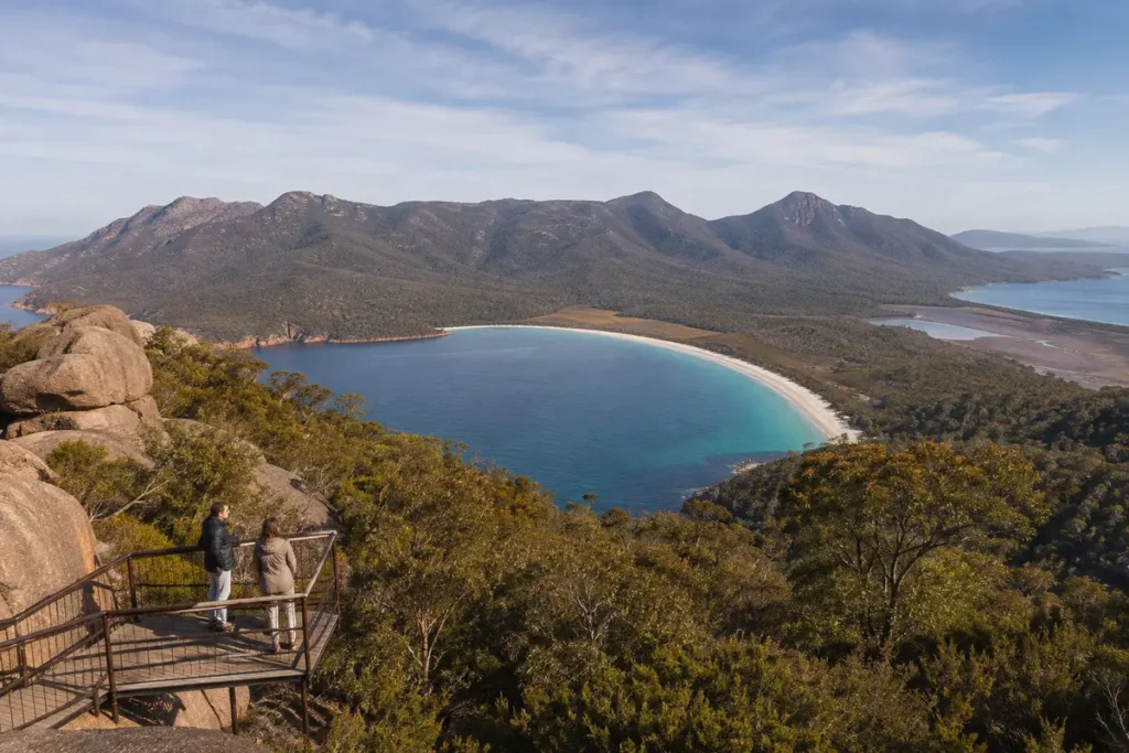 Wineglass Bay viewed from the lookout in Freycinet National Park